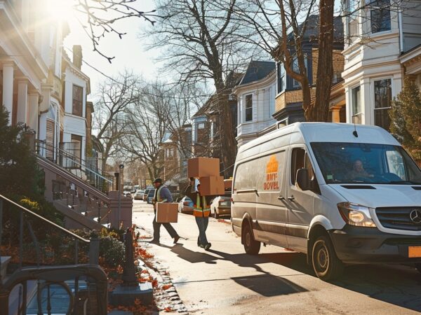 Experts en déménagement sans camion à Genève chargeant efficacement des cartons dans un véhicule alternatif